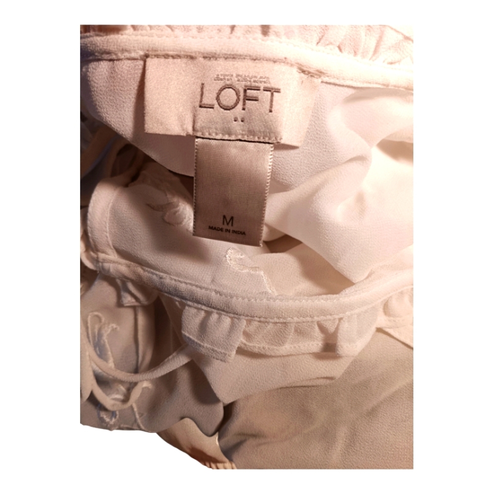 LOFT Ivory Ruffle Top - Picture 3 of 3